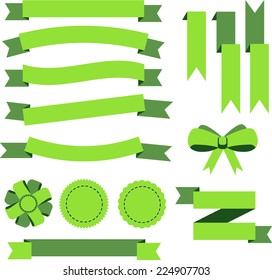 Flat color ribbons, badges, bookmarks and bow