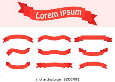 Flat Color Ribbons and Badges, vector illustration