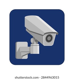 Flat color security camera icon - wall-mounted surveillance camera in a rounded square. Suitable for security systems, CCTV, monitoring, surveillance, smart home technology and safety graphics.