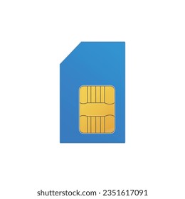 Flat color sim card icon symbol vector Illustration.