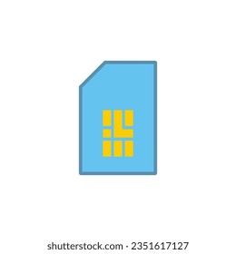 Símbolo de icono de tarjeta sim de color plano vector Ilustración.
