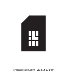 Flat color sim card icon symbol vector Illustration.