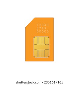 Flat color sim card icon symbol vector Illustration.