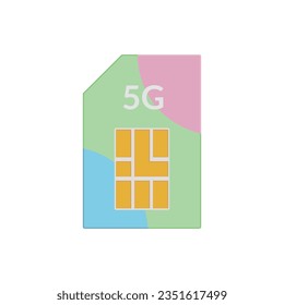 Flat color sim card icon symbol vector Illustration.