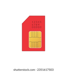 Flat color sim card icon symbol vector Illustration.