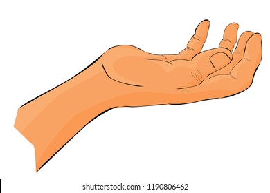 Flat Color Sketchy Gesture Right Hand, Receive or Beg Something
