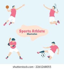 Flat Color Sports Athlete Illustration