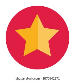 Icono de estrella de color plano sobre fondo rojo. Totalmente editable. Libre de regalías.