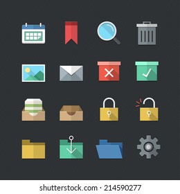 Flat color style Business & Office icons set