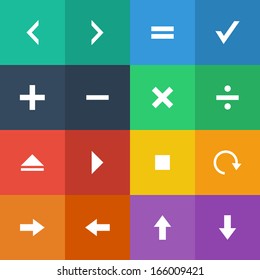 Flat Color style calculator and computer icons vector set.