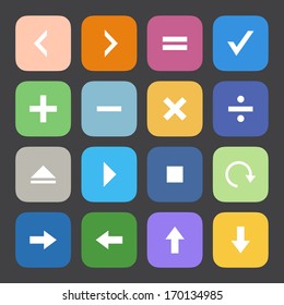 Flat Color style calculator and computer icons vector set.