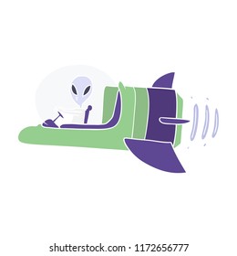 flat color style cartoon alien spacecraft