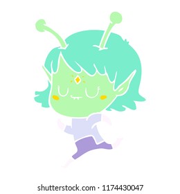 dibujo animado de estilo de color plano de chica alienígena