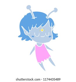 dibujo animado de estilo de color plano de chica alienígena