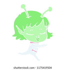Cartoon-Girl mit flachem Farbstil