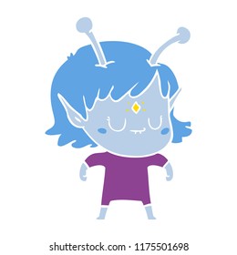 flat color style cartoon alien girl