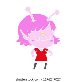 flat color style cartoon alien girl