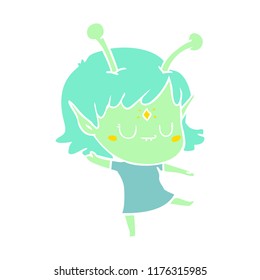 dibujo animado de estilo de color plano de chica alienígena