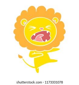 flat color style cartoon angry lion