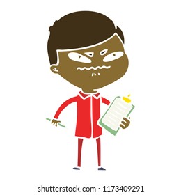 flat color style cartoon angry man