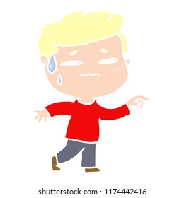 flat color style cartoon anxious man pointing