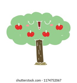 caricatura de estilo de color plano árbol de manzanas