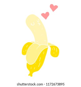 flat color style cartoon banana in love