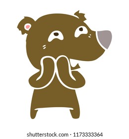 oso de dibujos animados de color plano que muestra los dientes