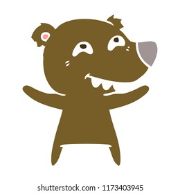 Flachfarben-Cartoon-Bär mit Zähnen