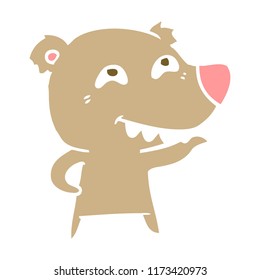 flat color style cartoon bear showing teeth