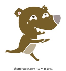 flat color style cartoon bear running