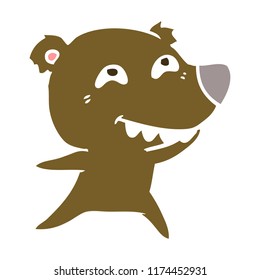 flat color style cartoon bear showing teeth