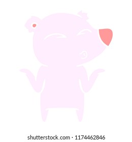 flat color style cartoon bear shrugging
