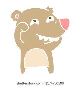 flat color style cartoon bear showing teeth