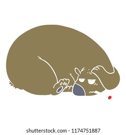oso de dibujos animados de color plano con la cabeza irritada