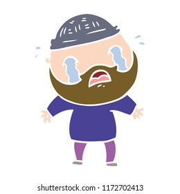 flat color style cartoon bearded man crying