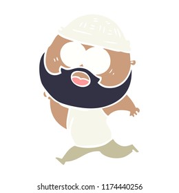 flat color style cartoon bearded man running