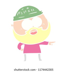 flat color style cartoon bearded man pointing
