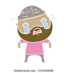 flat color style cartoon bearded man crying