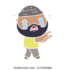 flat color style cartoon bearded man crying