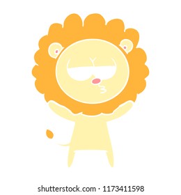 flat color style cartoon bored lion