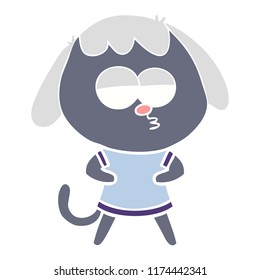 flat color style cartoon bored dog