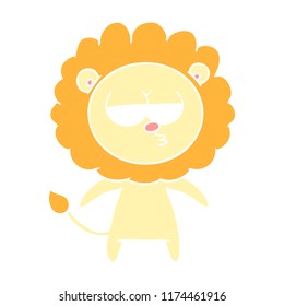 flat color style cartoon bored lion