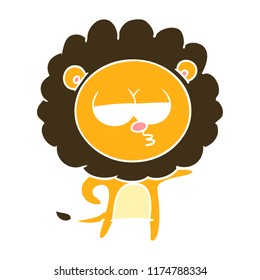 flat color style cartoon bored lion