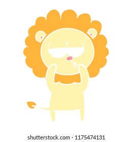 flat color style cartoon bored lion
