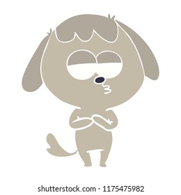 flat color style cartoon bored dog
