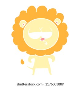 lião entediado de desenho animado de estilo de cor plana