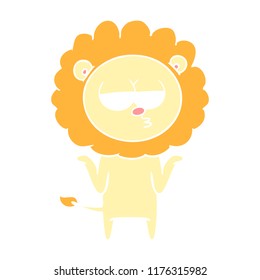 flat color style cartoon bored lion