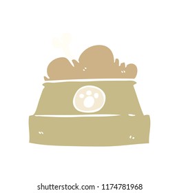 flat color style cartoon bowl of dog food