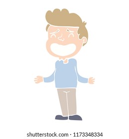 flat color style cartoon boy shrugging